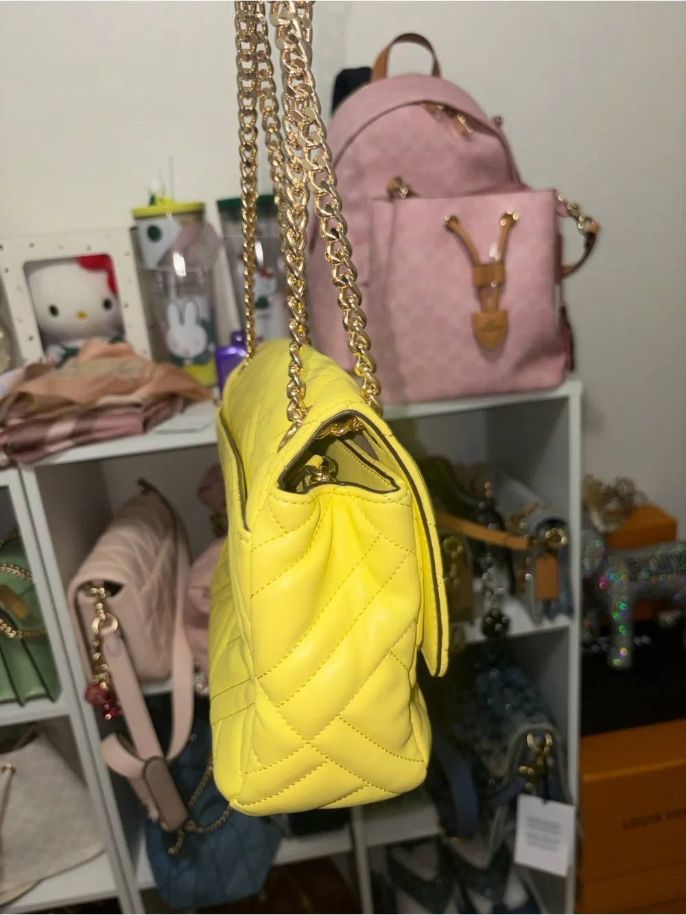 Michael Kors Bright Yellow Quilted Chain Shoulder Bag